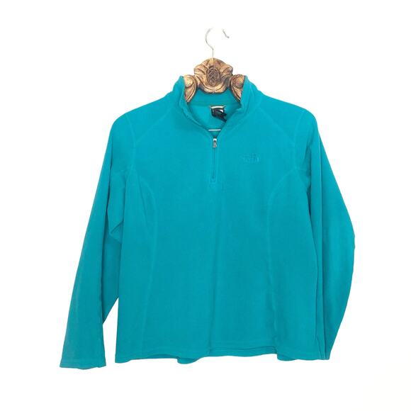 The North Face Fleece Pullover Quarter Zip Turquoise Green Blue Polartec Medium - Picture 1 of 8